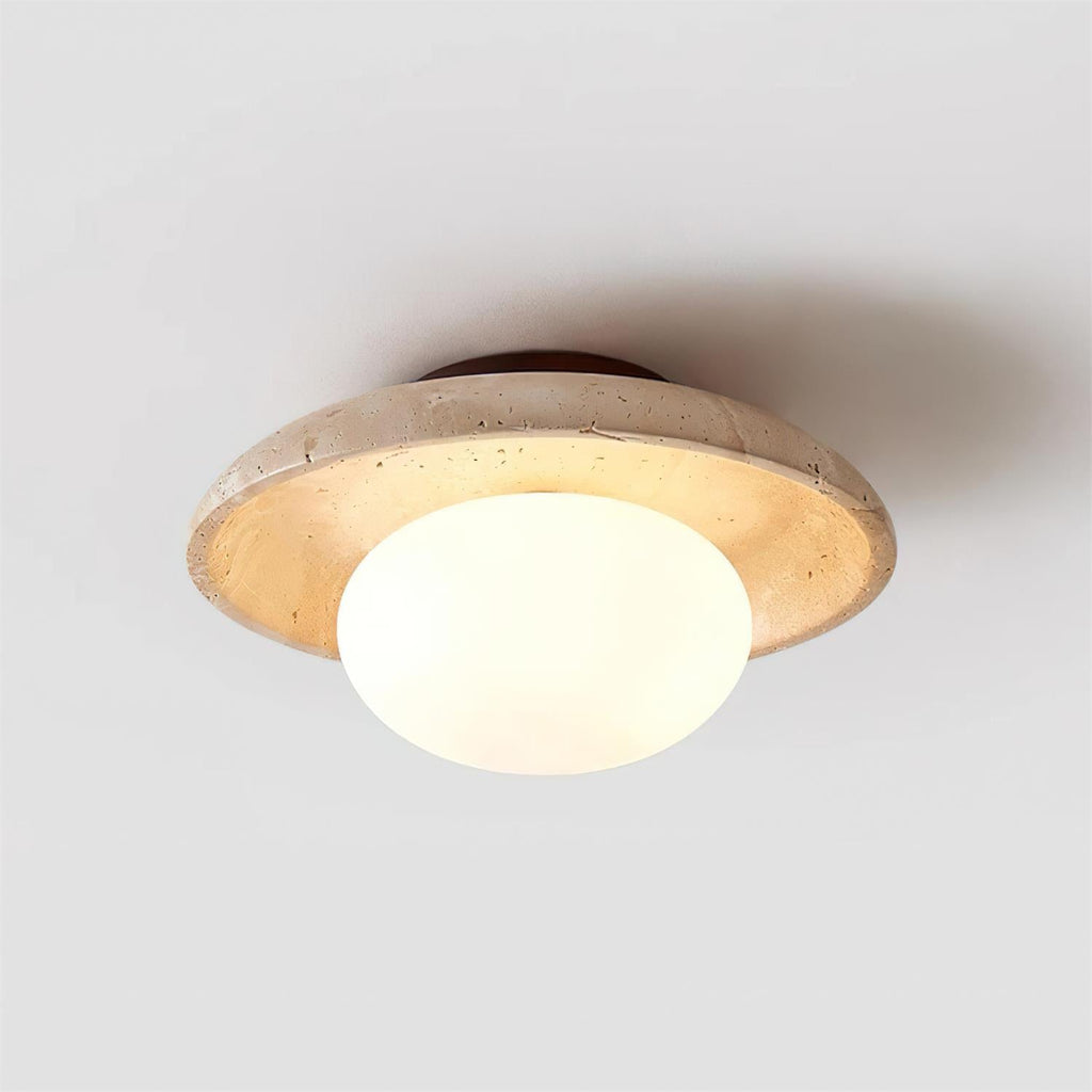 Eira – Plafonnier minimaliste en travertin naturel-Galerie Pietra
