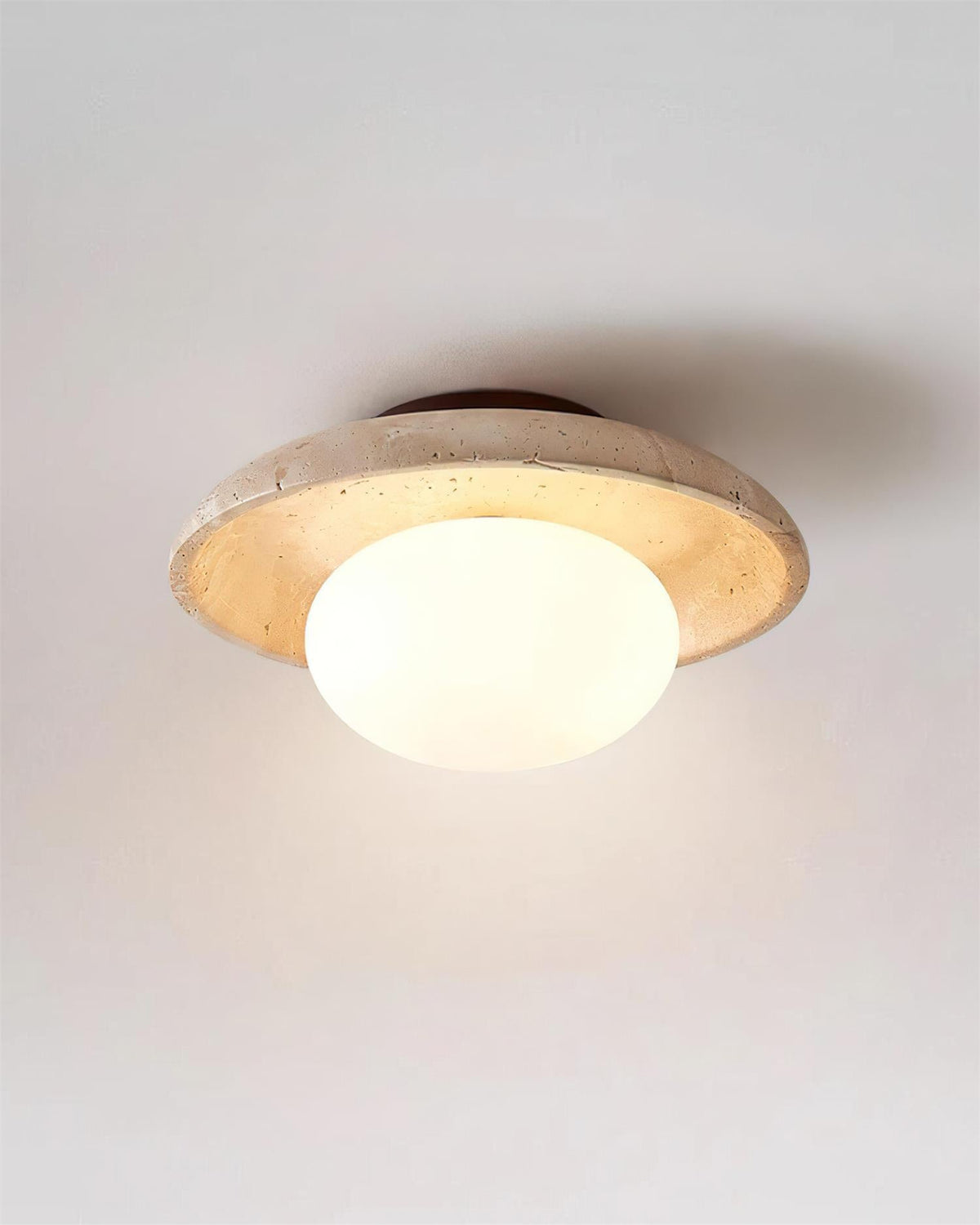 Eira – Plafonnier minimaliste en travertin naturel-Galerie Pietra