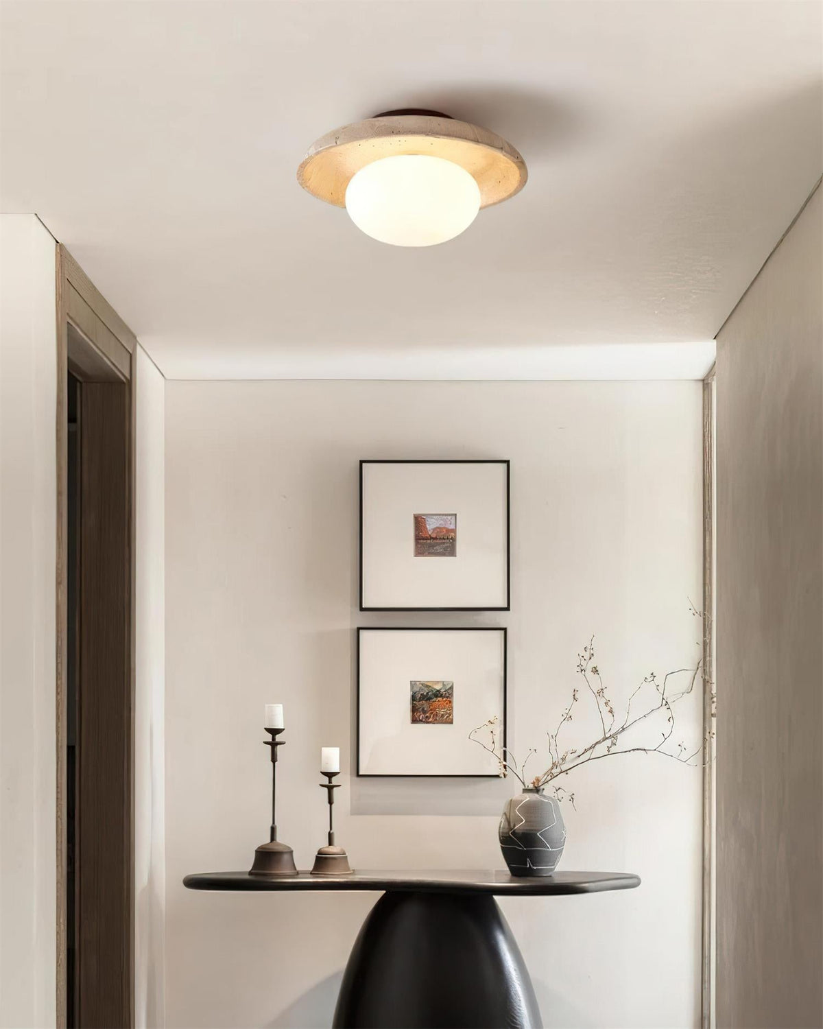 Eira – Plafonnier minimaliste en travertin naturel-Galerie Pietra
