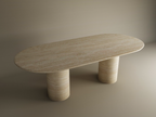 Elena – Table à manger ovale en travertin naturel avec base cylindrique lisse-Galerie Pietra