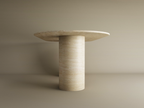 Elena – Table à manger ovale en travertin naturel avec base cylindrique lisse-Galerie Pietra
