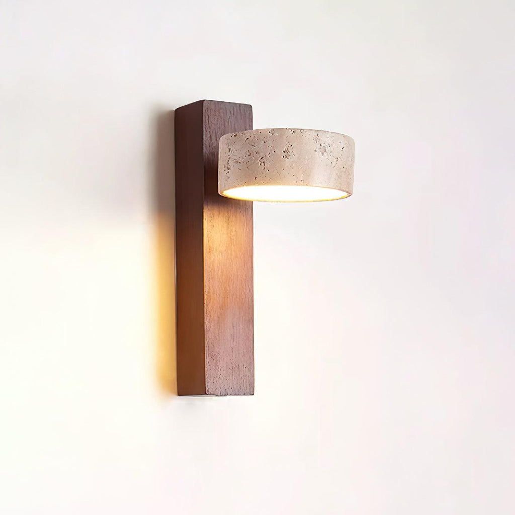 Elio – Applique murale en travertin naturel et bois-Galerie Pietra