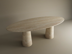 Elyon – Table à manger elliptique en travertin naturel avec piètement conique-Galerie Pietra