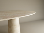 Elyon – Table à manger elliptique en travertin naturel avec piètement conique-Galerie Pietra