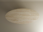 Elyon – Table à manger elliptique en travertin naturel avec piètement conique-Galerie Pietra