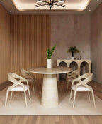 Elyon – Table à manger elliptique en travertin naturel avec piètement conique-Galerie Pietra