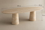 Elyon – Table à manger elliptique en travertin naturel avec piètement conique-Galerie Pietra