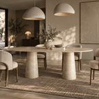 Elyon – Table à manger elliptique en travertin naturel avec piètement conique-Galerie Pietra