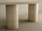 Elyra – Table à manger elliptique en travertin naturel avec base cylindrique lisse-Galerie Pietra