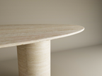 Elyra – Table à manger elliptique en travertin naturel avec base cylindrique lisse-Galerie Pietra