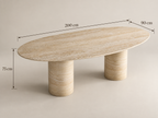 Elyra – Table à manger elliptique en travertin naturel avec base cylindrique lisse-Galerie Pietra