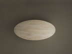 Elyra – Table basse elliptique en travertin naturel avec bases sphériques-Galerie Pietra