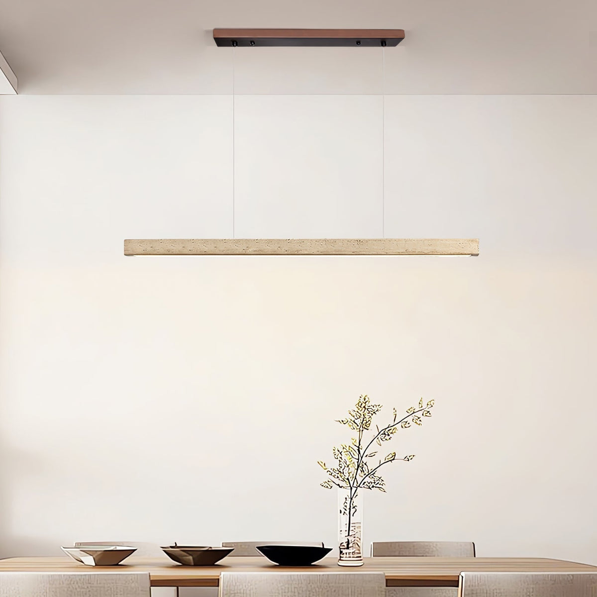 Linea – Suspension linéaire minimaliste en travertin naturel-Galerie Pietra