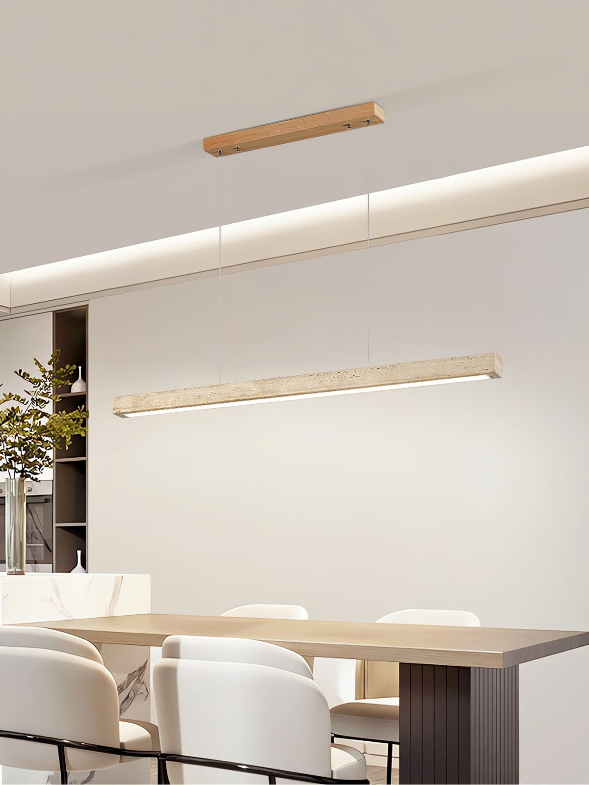 Linea – Suspension linéaire minimaliste en travertin naturel-Galerie Pietra