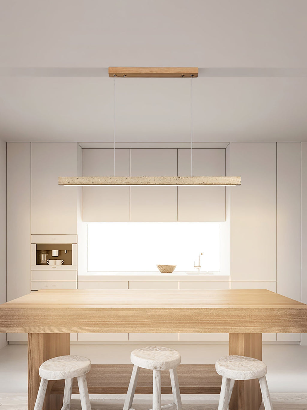 Linea – Suspension linéaire minimaliste en travertin naturel-Galerie Pietra