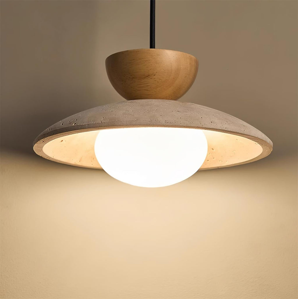Luma – Suspension en travertin naturel-Galerie Pietra