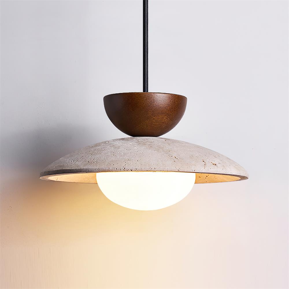 Luma – Suspension en travertin naturel-Galerie Pietra