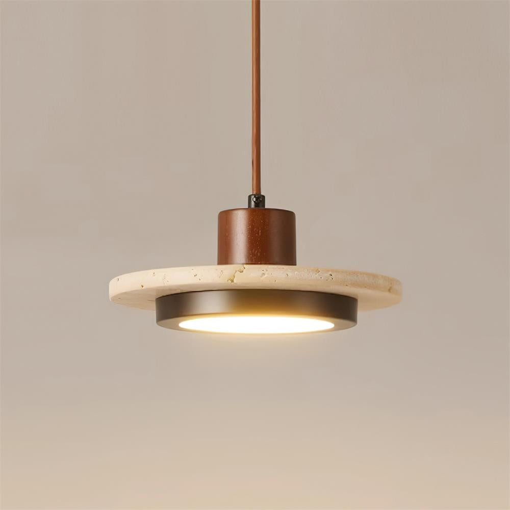 Lunéa – Suspension LED en travertin naturel-Galerie Pietra