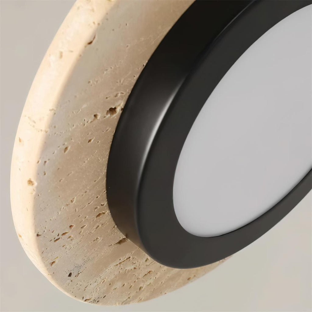 Lunéa – Suspension LED en travertin naturel-Galerie Pietra