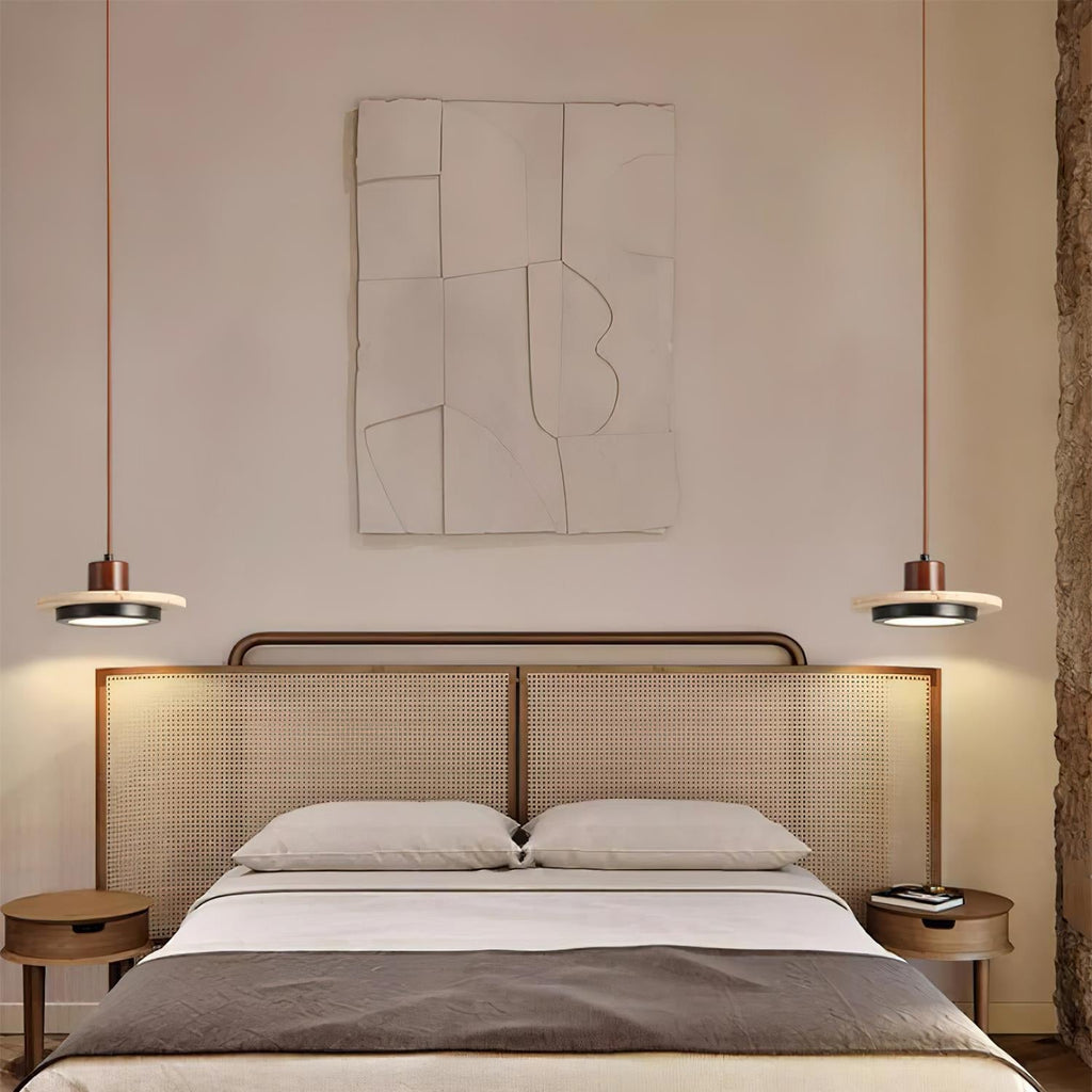 Lunéa – Suspension LED en travertin naturel-Galerie Pietra