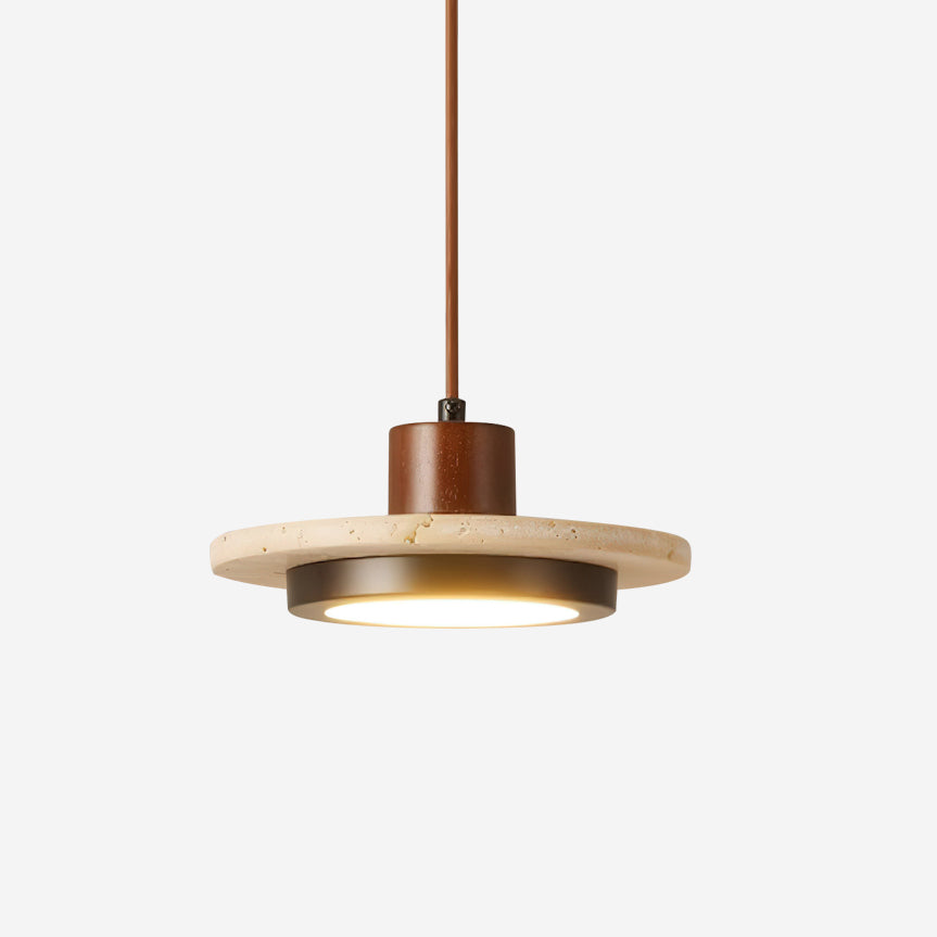 Lunéa – Suspension LED en travertin naturel-Galerie Pietra