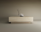 Lunor – Table basse carrée en travertin naturel avec base dissimulée-Galerie Pietra