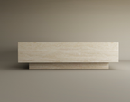 Lunor – Table basse carrée en travertin naturel avec base dissimulée-Galerie Pietra