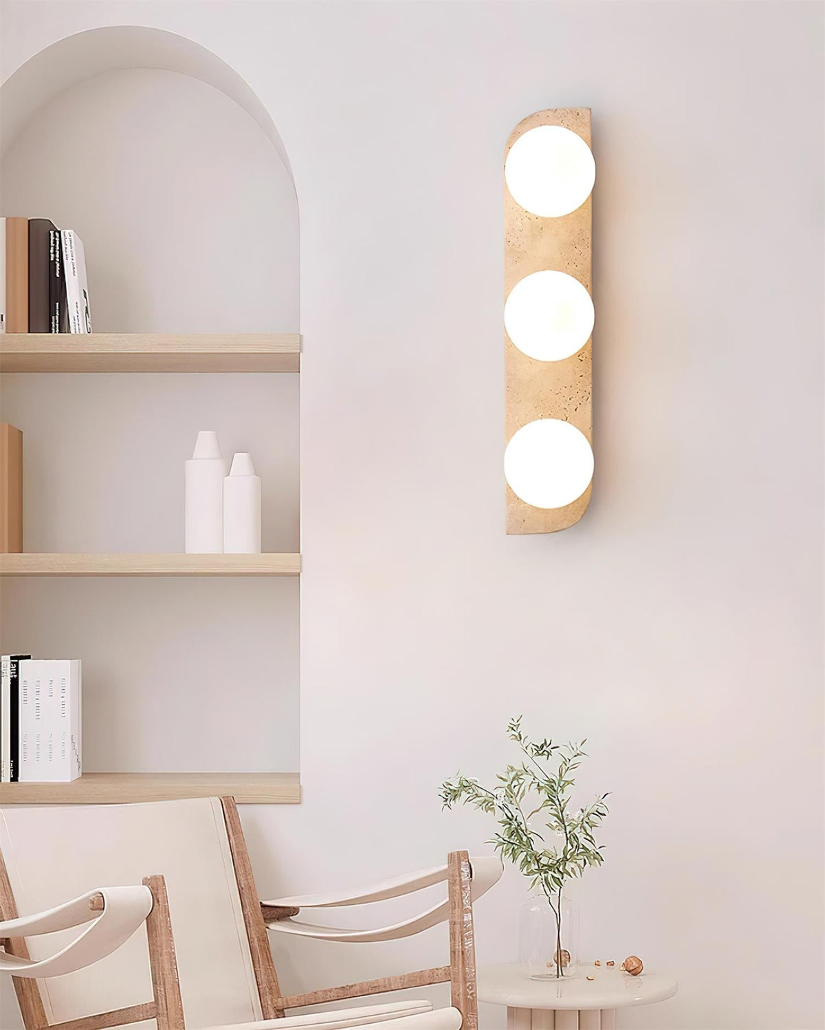 Mira – Applique murale moderne en travertin naturel-Galerie Pietra