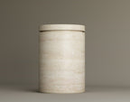 Naxos – Table d’appoint en travertin naturel avec rangement-Galerie Pietra