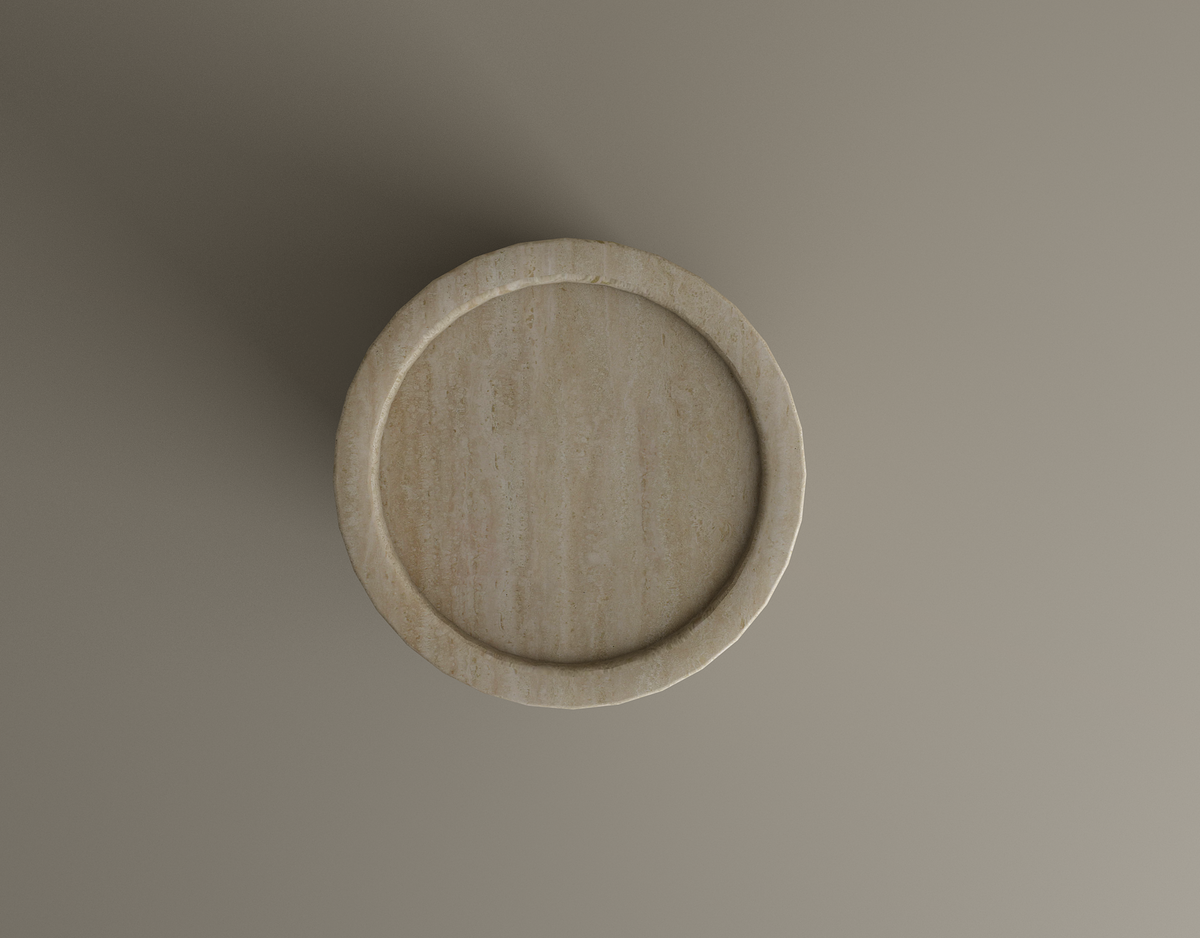Naxos – Table d’appoint en travertin naturel avec rangement-Galerie Pietra