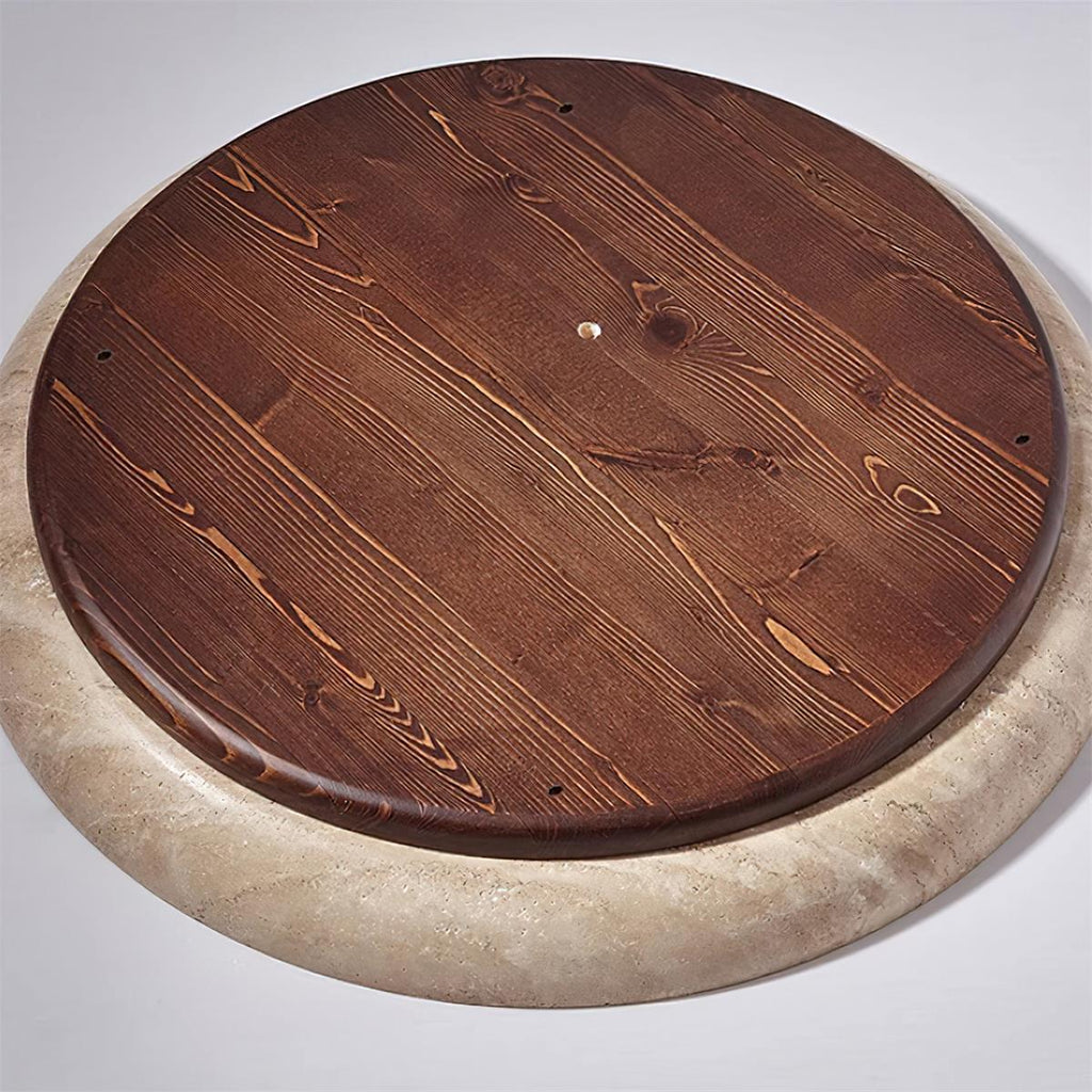 Néa – Plafonnier rond minimaliste en travertin naturel-Galerie Pietra