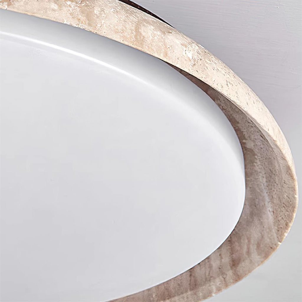 Néa – Plafonnier rond minimaliste en travertin naturel-Galerie Pietra
