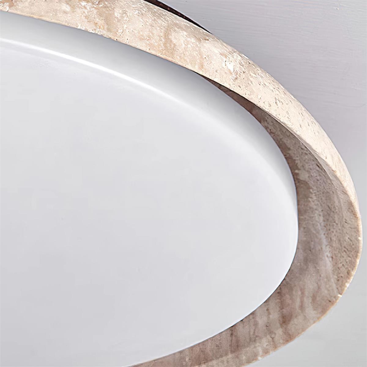 Néa – Plafonnier rond minimaliste en travertin naturel-Galerie Pietra