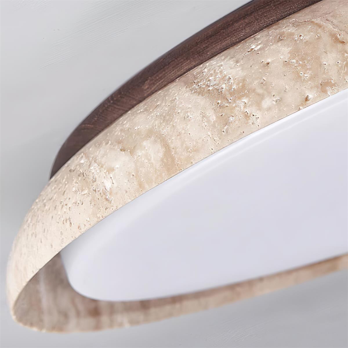 Néa – Plafonnier rond minimaliste en travertin naturel-Galerie Pietra