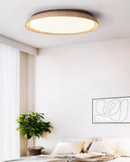 Néa – Plafonnier rond minimaliste en travertin naturel-Galerie Pietra