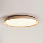 Néa – Plafonnier rond minimaliste en travertin naturel-Galerie Pietra