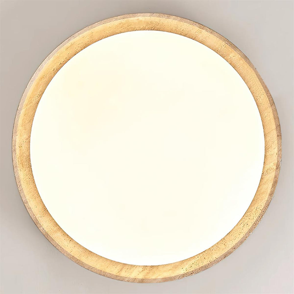 Néa – Plafonnier rond minimaliste en travertin naturel-Galerie Pietra