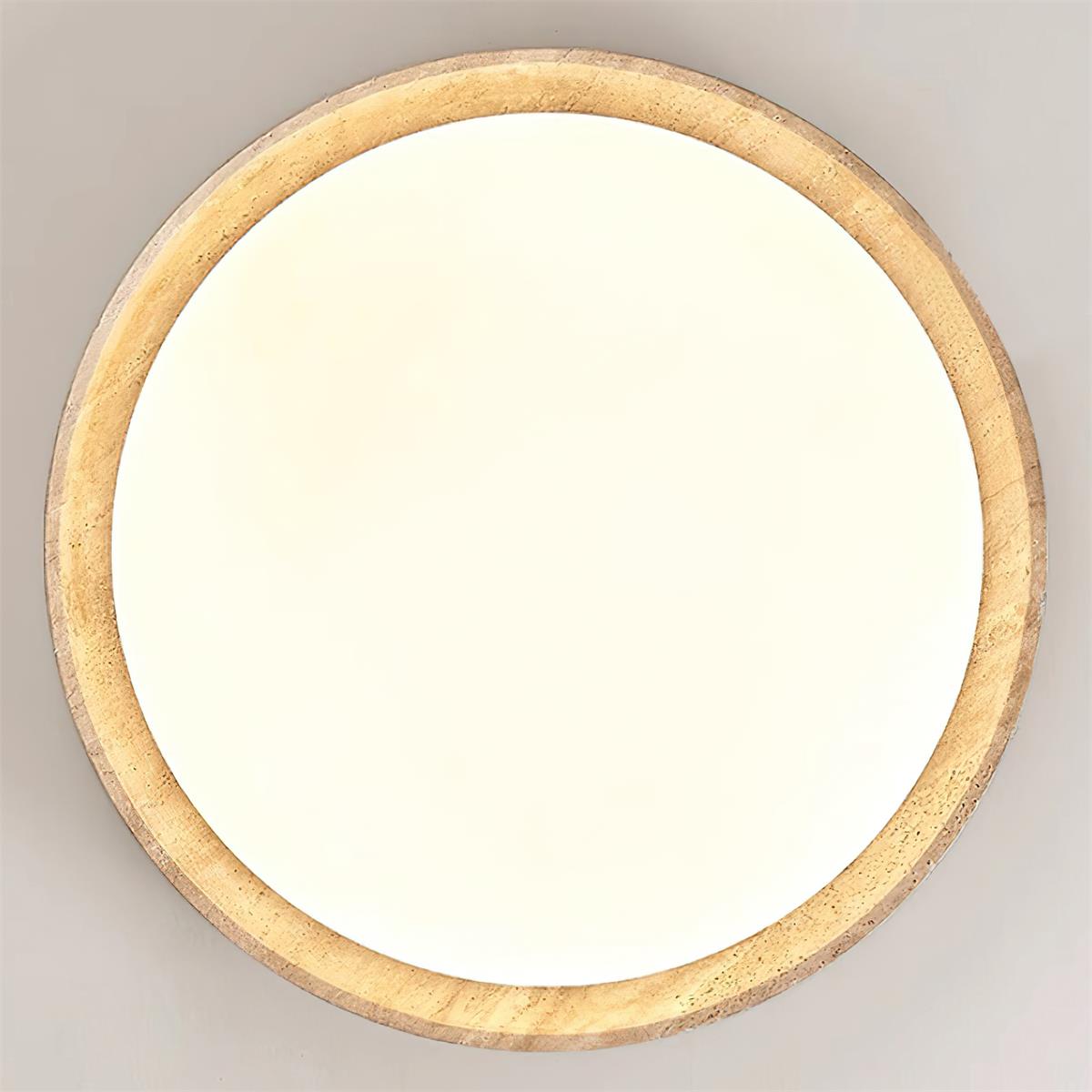 Néa – Plafonnier rond minimaliste en travertin naturel-Galerie Pietra