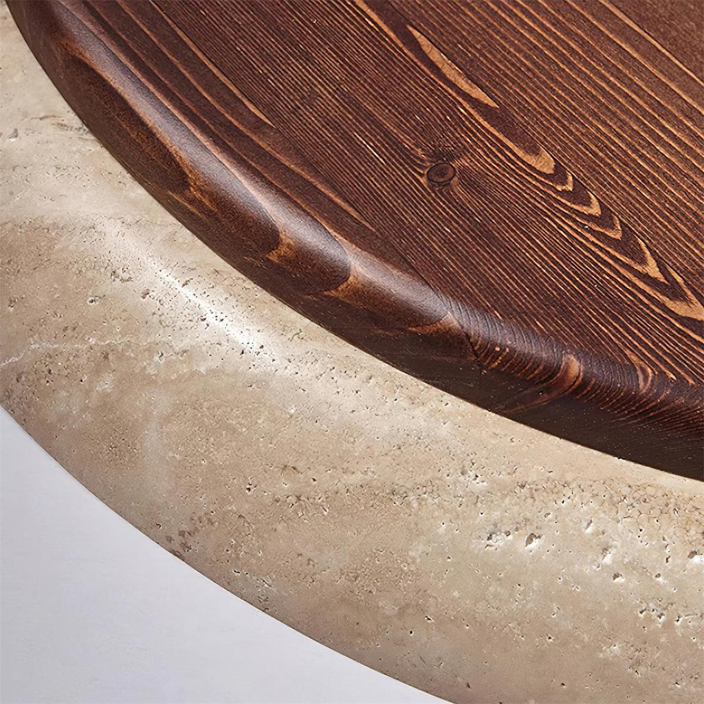 Néa – Plafonnier rond minimaliste en travertin naturel-Galerie Pietra