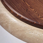 Néa – Plafonnier rond minimaliste en travertin naturel-Galerie Pietra