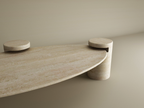 Nerava – Table basse elliptique en travertin naturel avec base cylindrique-Galerie Pietra