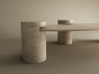 Nerava – Table basse elliptique en travertin naturel avec base cylindrique-Galerie Pietra