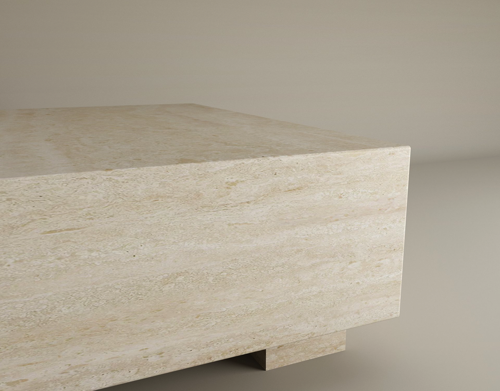 Nexa – Table basse rectangulaire en travertin naturel avec base dissimulée-Galerie Pietra