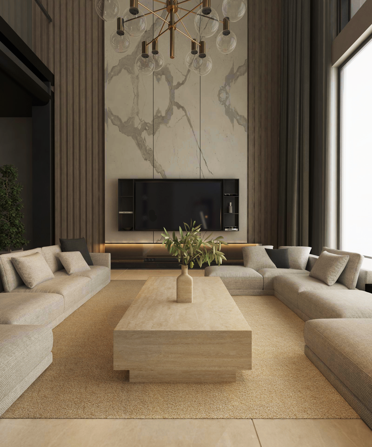 Nexa – Table basse rectangulaire en travertin naturel avec base dissimulée-Galerie Pietra
