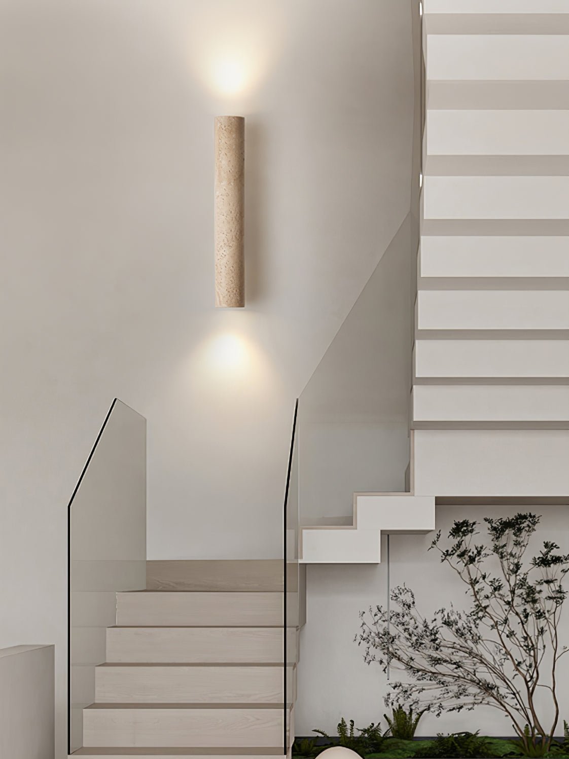Nilo – Applique murale cylindrique fine en travertin naturel-Galerie Pietra