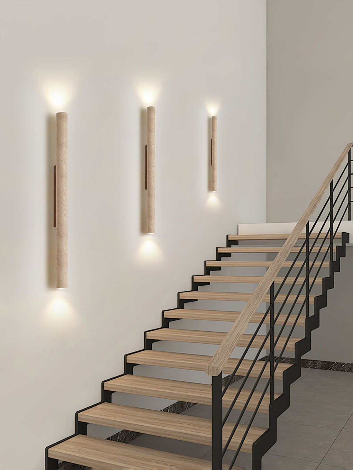 Nilo – Applique murale cylindrique fine en travertin naturel-Galerie Pietra