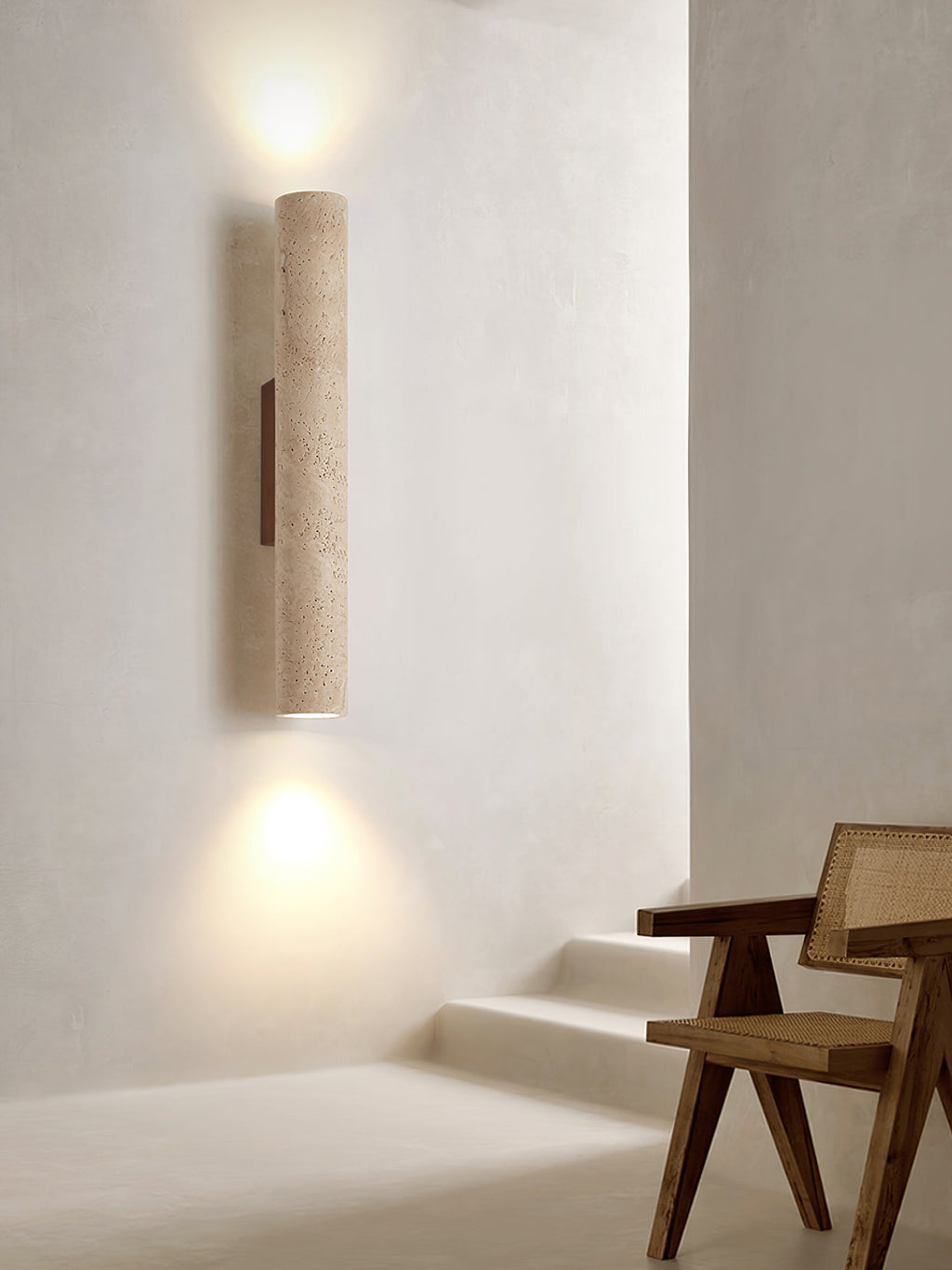 Nilo – Applique murale cylindrique fine en travertin naturel-Galerie Pietra