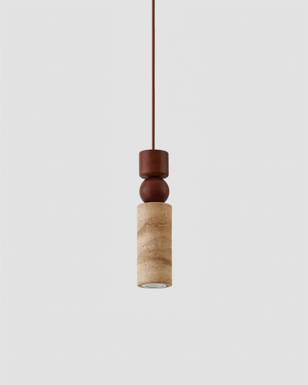 Nordia – Suspension géométrique en bois et travertin naturel-Galerie Pietra