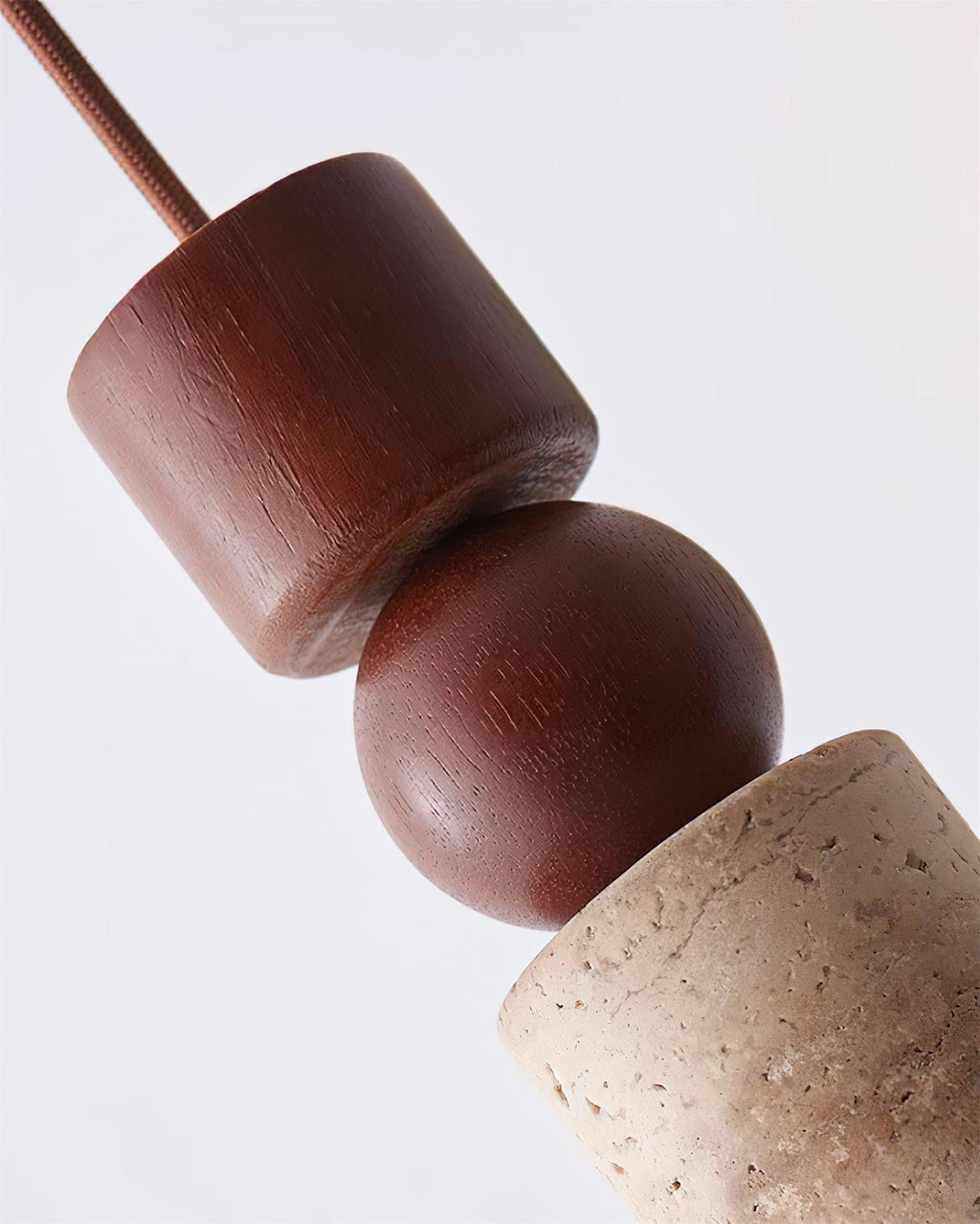 Nordia – Suspension géométrique en bois et travertin naturel-Galerie Pietra