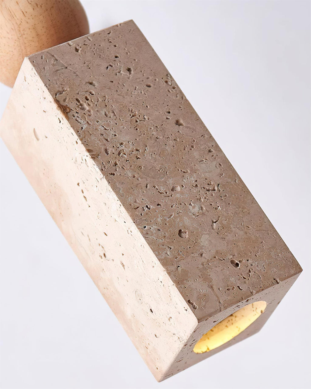 Nordia – Suspension géométrique en bois et travertin naturel-Galerie Pietra